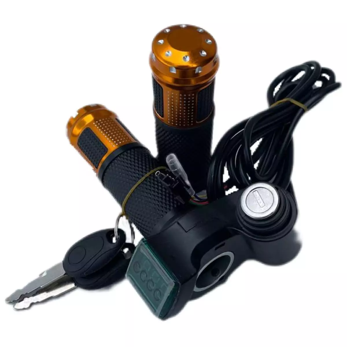 Ручка газа для электротранспорта (красная/золотая/синяя/серебряная) с замком зажигания и вольтметром комплект — изображение 4