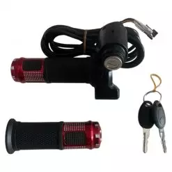 Ручка газу для електротранспорту (червона/золота/синя/срібна) з замком запалювання та вольтметром комплект