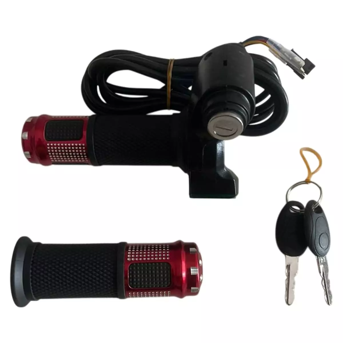 Ручка газа для электротранспорта (красная/золотая/синяя/серебряная) с замком зажигания и вольтметром комплект